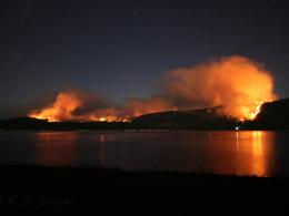 The glow of the 2020 Inchelium Complex Fire in Washington at night. Photo by KS Brooks, FWS.