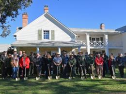 The National Park Service, Friends of LBJ National Historical Park, and KOMAN Sustainable Solutions, LLC  gathered to break ground for the Texas White House rehabilitation project