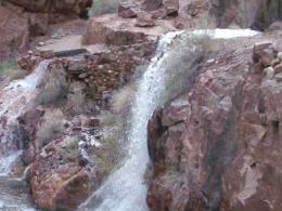 Water floods the North Kaibab Trail during a pipeline break incident.