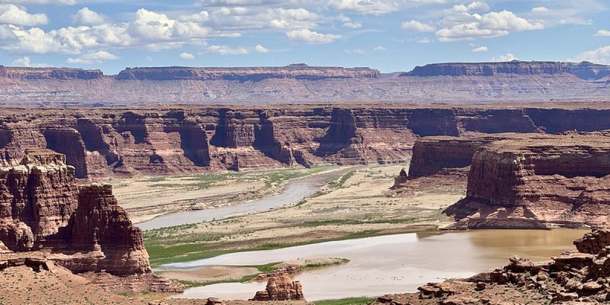 Desert Canyon with cloudy blue sky