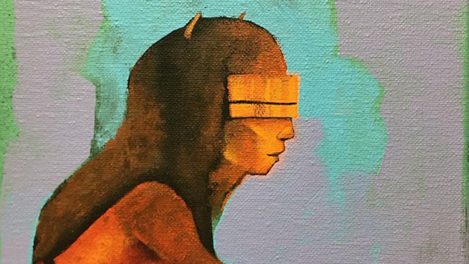 A painting entitled "Sci Fi Dancer," acrylic on canvas © 2020 Micah Wesley