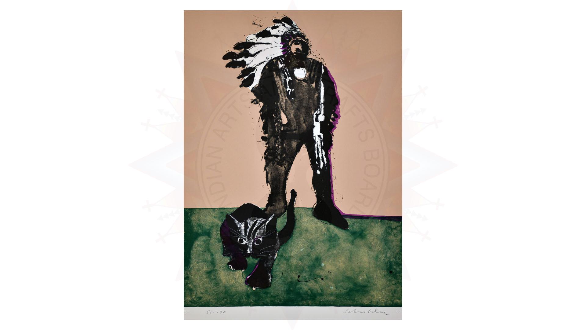 TREASURES OF THE IACB: FRITZ SCHOLDER, INDIAN WITH CAT (1973