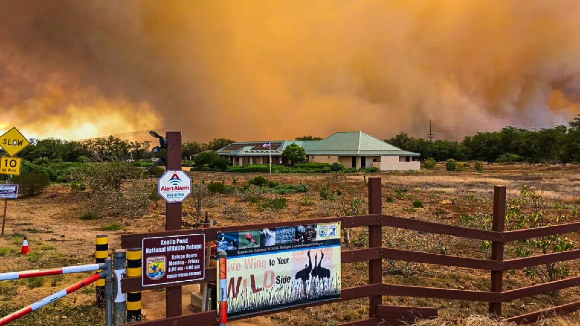 A 2019 fire at Keālia Pond National Wildlife Refuge.