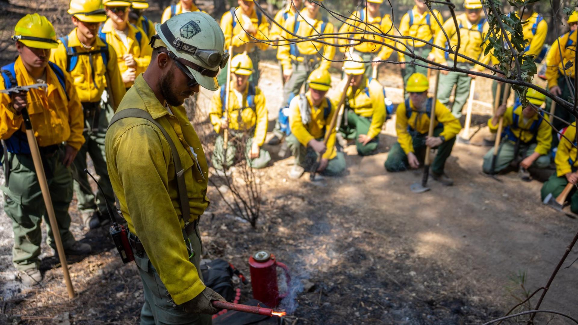 Group of U.S. army soldiers trained on the Dixie Fire.