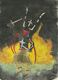 Amber DuBoise-Shephard, Navajo, "Apache Firedancer" © 2018 A painting by Amber DuBoise-Shephard, Navajo, entitled "Apache Firedancer" © 2018