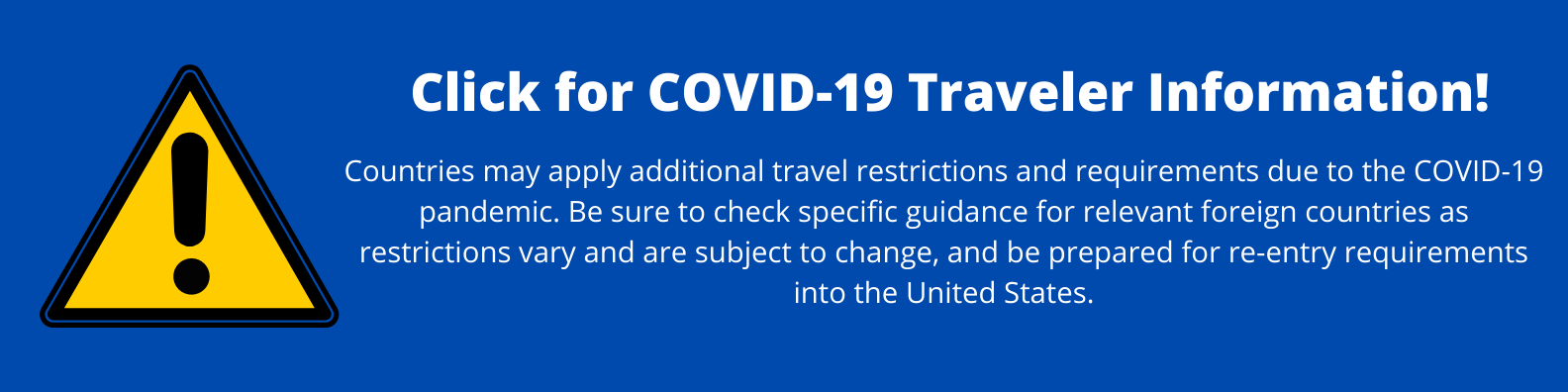 COVID19 travel information banner image