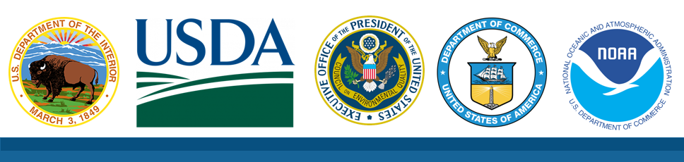 Seals from DOI, USDA, CEQ, DEC and NOAA