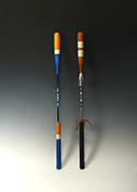 "Drumsticks," leather, fiber glass rods, and tape © 2021 Anthony Yahola Anthony Yahola, Muscogee Creek, "Drumsticks" © 2021