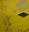 A mixed media work by Andrea Lekberg, Oglala Sioux, entitled "Deer Dreamer (Black Hawk)" © 2018 