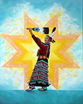 A painting by Hillary Kempenich, Turtle Mountain Band of Chippewa, entitled "Power of Ikwe" © 2018 