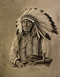 A drawing by Mark Little Elk, Rosebud Sioux, entitled "Red Cloud" © 2018 