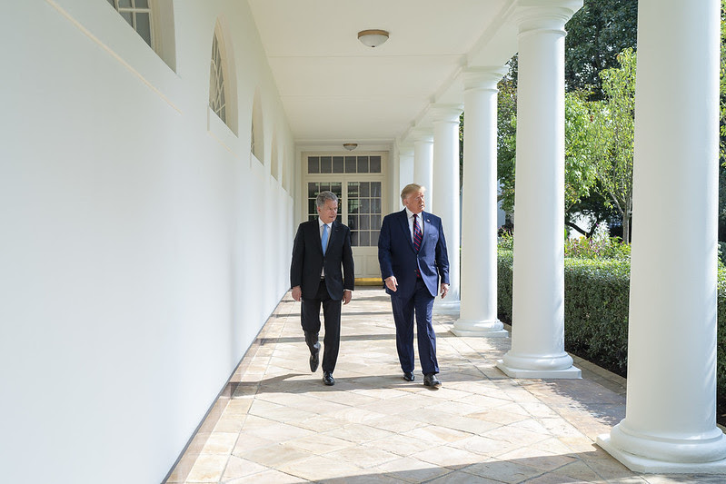 President Trump and Finland President Niinisto walk at the White House. White House photo by Shealah Craighead.