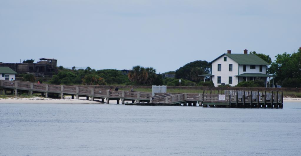 View of Fort Pickens dock from Pensacola Bay.