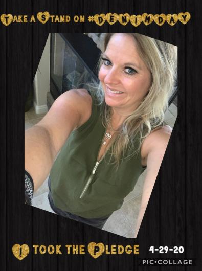 Holly Hill from USBR doing a selfie, picture inserted on collage, written on top: Take a Stand on Denim Day. On the bottom: I Took the Pledge