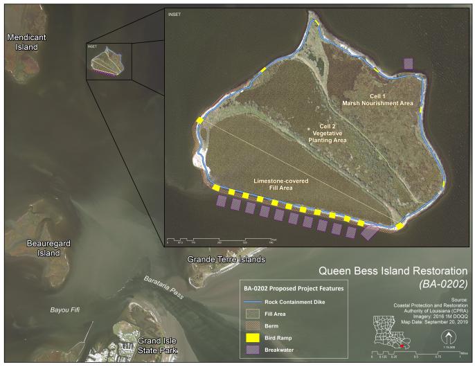 Graphic of Queen Bess Island restoration project.