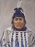 A painting by William Gilham, Blackfeet, entitled "Running Crane" © 2017