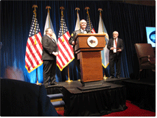 DOI gifts Sec. Kempthorne with Cabinet seat and Utah Highway Patrol Leather Jacket.