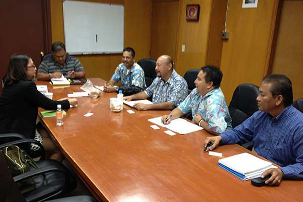 Meeting with House Speaker Joseph Deleon Guerrero (center), Senate President Ralph Torres (2nd, r-l) and Senate & House Leaders.