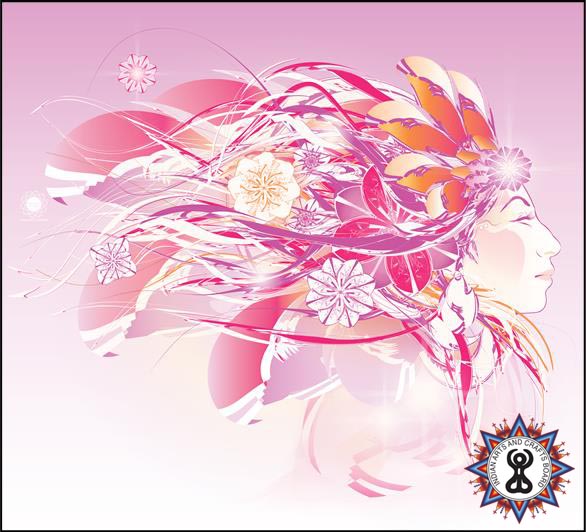 "Żiźiuŋdowaŋpiwin / Whispering Lullaby Woman." Digital Vector Canvas Print. © 2015 Marlena Myles