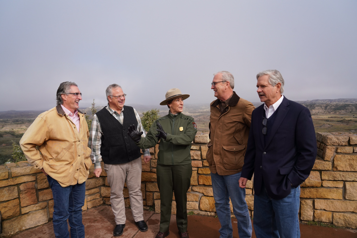 U.S. Secretary of the Interior David Bernhardt with Governor Doug Burgum and Senators Kevin Cramer and John Hoeven.