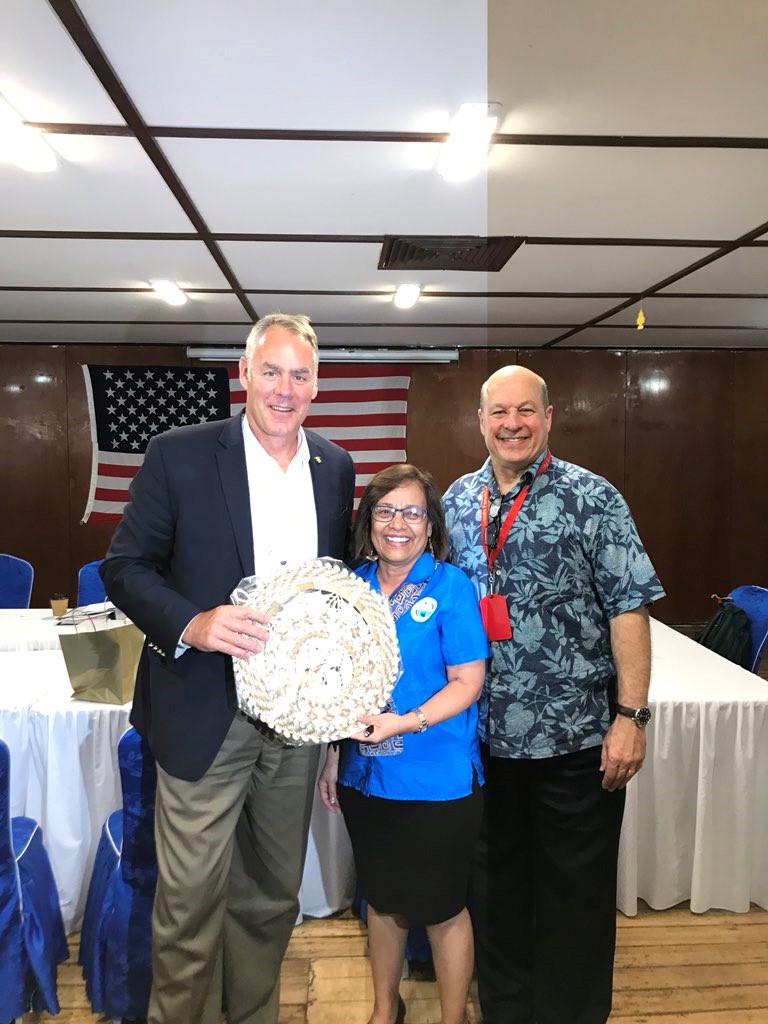 Secretary Zinke, RMI President Heine, and Deputy Assistant Secretary Matthews