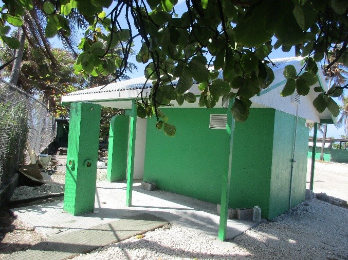 Photo of rest room building at Ebeye beach park.