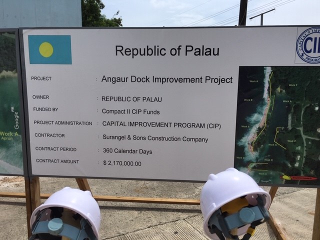 Angaur Dock Improvement Project sign