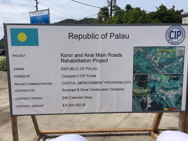 Koror and Airai Main Roads Rehabilitation Project sign