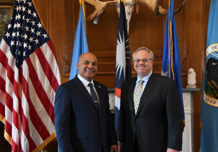 Interior Secretary David Bernhardt Receives FSM President David W. Panuelo at Interior on May 20.