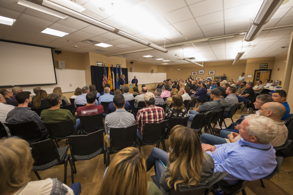 U.S. Secretary Bernhardt speaks to BLM employees in the Santa Fe Office