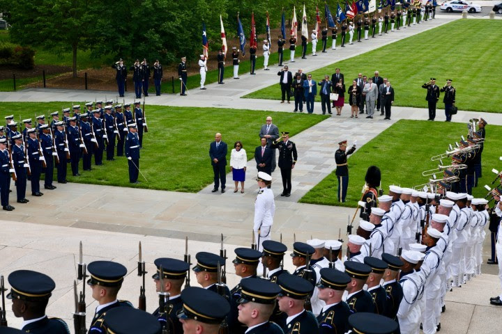 Palau President Remengesau, Marshall Islands President Heine, and Federated States of Micronesia President Panuelo Lay a Wreath at the Tomb of the Unknown Soldier at Arlington National Cemetery, May 20. Photo Courtesy State, C.Chung.