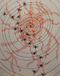A drawing by Wade Patton, Oglala Lakota, entitled "Flight" © 2016 